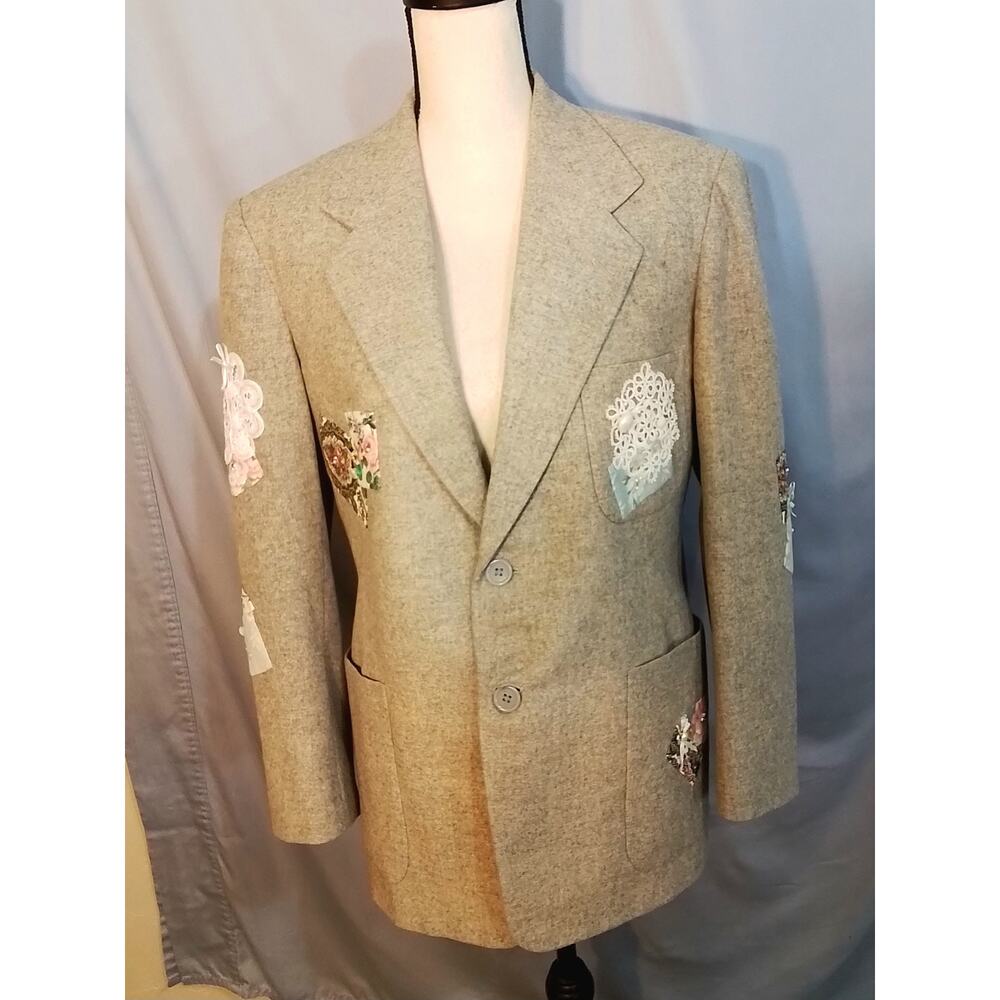 Gray Jacket With Patch Work. - image 1